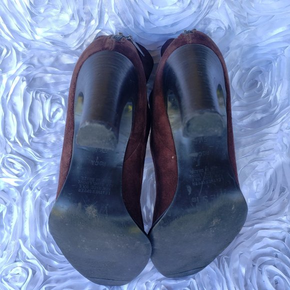 Nine West Brown Suede Almond Toe Cone Heel Zipper Ankle Booties Womens Size 5.5M - Picture 8 of 8